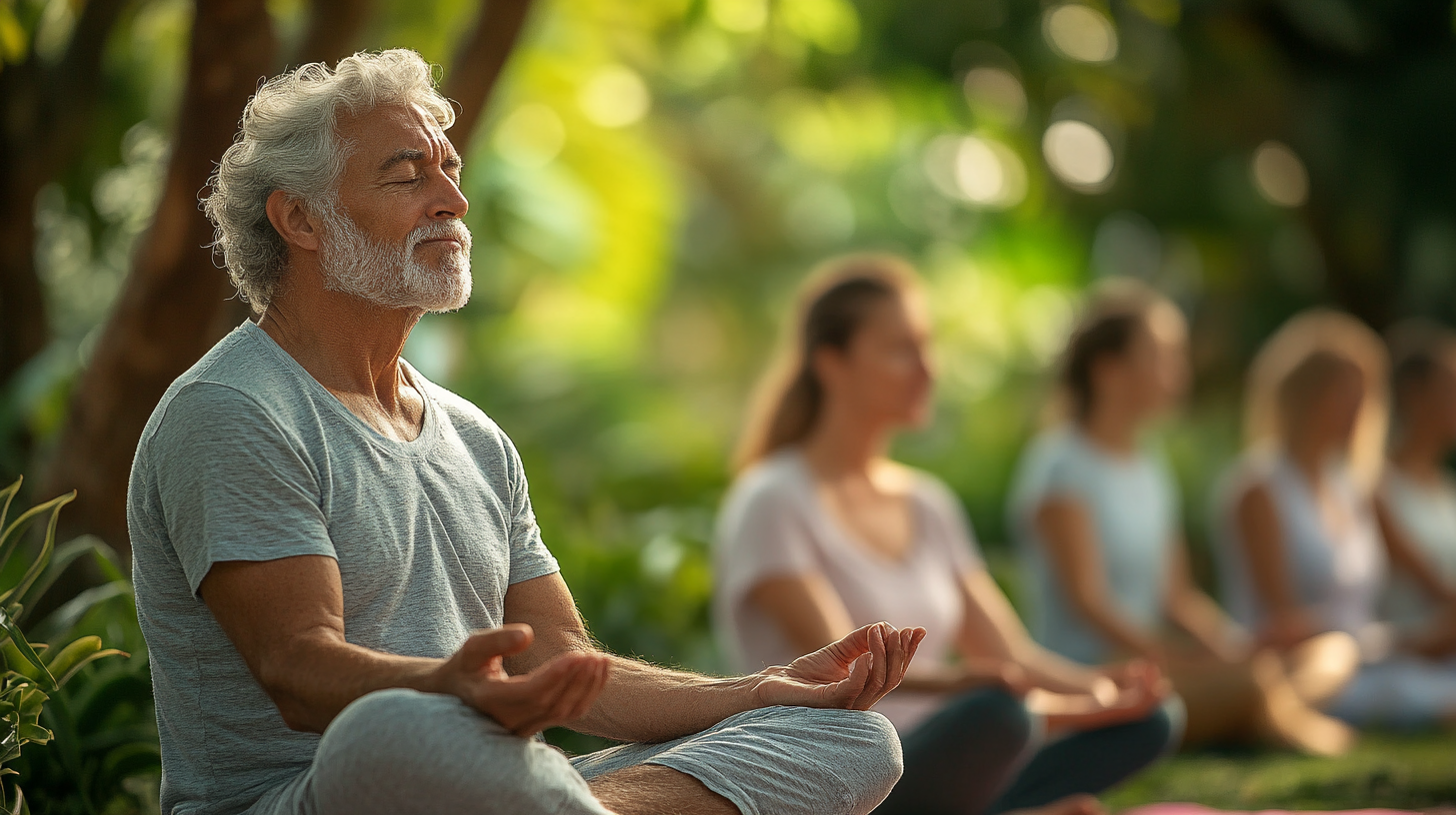 Групове заняття йогою для людей старшого віку